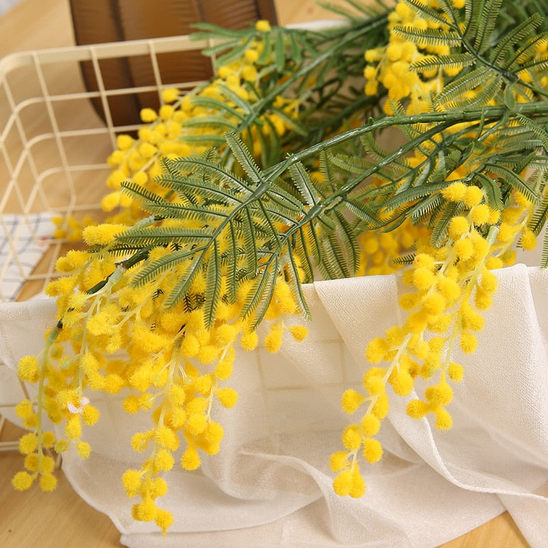 Artificial Acacia Yellow Mimosa Plush